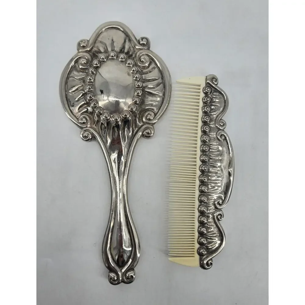 Vintage Art Deco Silver Plated Mirror & Comb Vanity International Silver Co